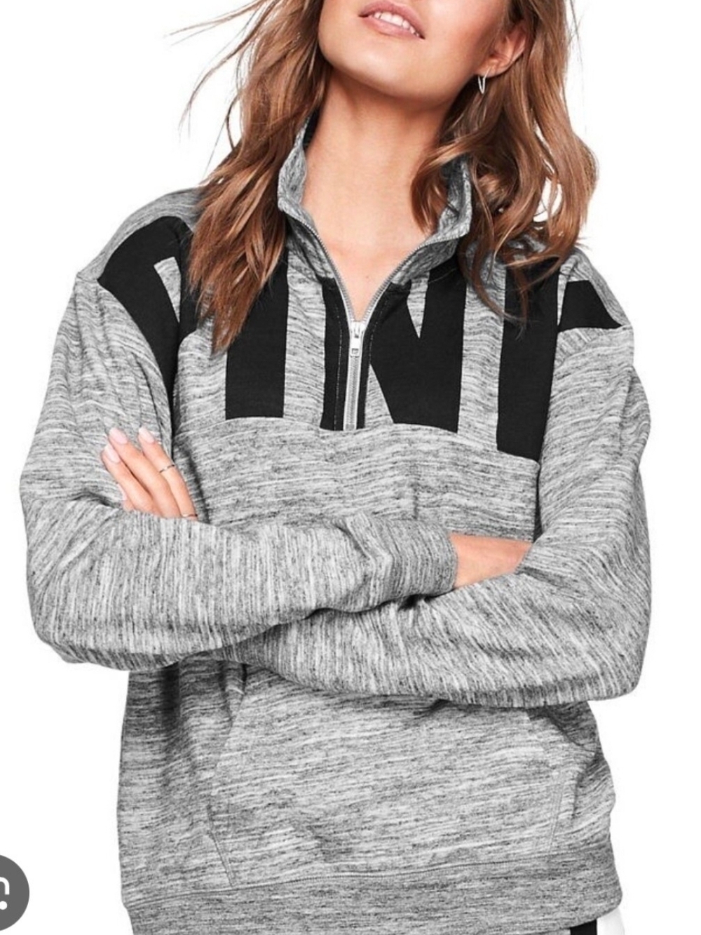 Victoria's Secret Pink Marl Gray Half Zip Size S